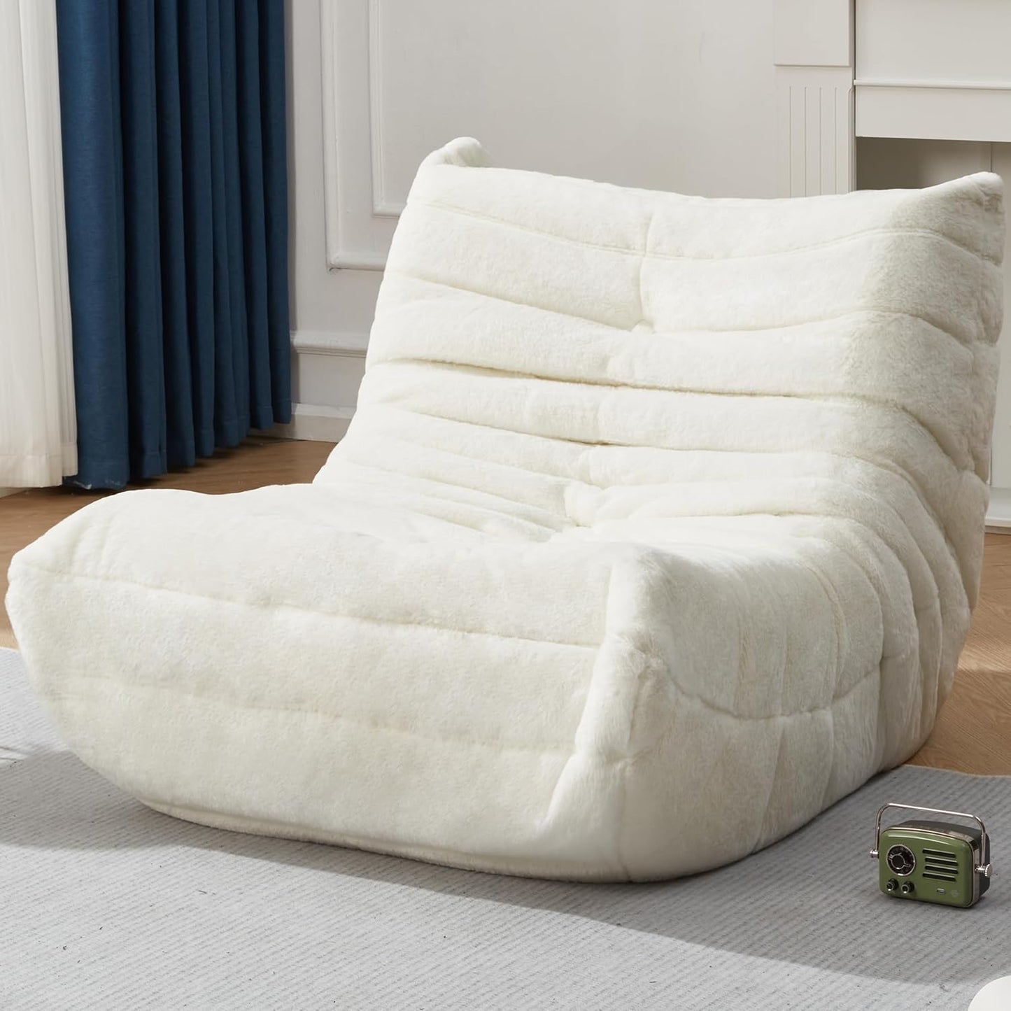 Bean Bag Chairs for Adults Giant Bean Bag Chair Memory Foam Beanbag Chair Bean Bag Sofa with Filler Faux Fur Fireside Beanbags Lazy Sofa for Living Room Bedroom Office (Pink Plush, Single)