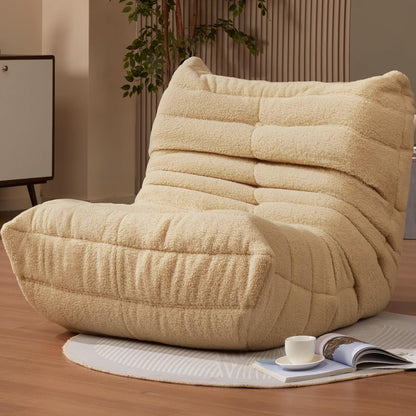 Bean Bag Chairs for Adults Giant Bean Bag Chair Memory Foam Beanbag Chair Bean Bag Sofa with Filler Faux Fur Fireside Beanbags Lazy Sofa for Living Room Bedroom Office (Pink Plush, Single)