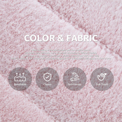 Bean Bag Chairs for Adults Giant Bean Bag Chair Memory Foam Beanbag Chair Bean Bag Sofa with Filler Faux Fur Fireside Beanbags Lazy Sofa for Living Room Bedroom Office (Pink Plush, Single)